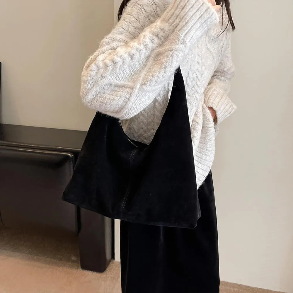 Womens Suede Tote Bags Slouchy Bag Hobo Fashionable Office Tote Handbag Women's daily bag