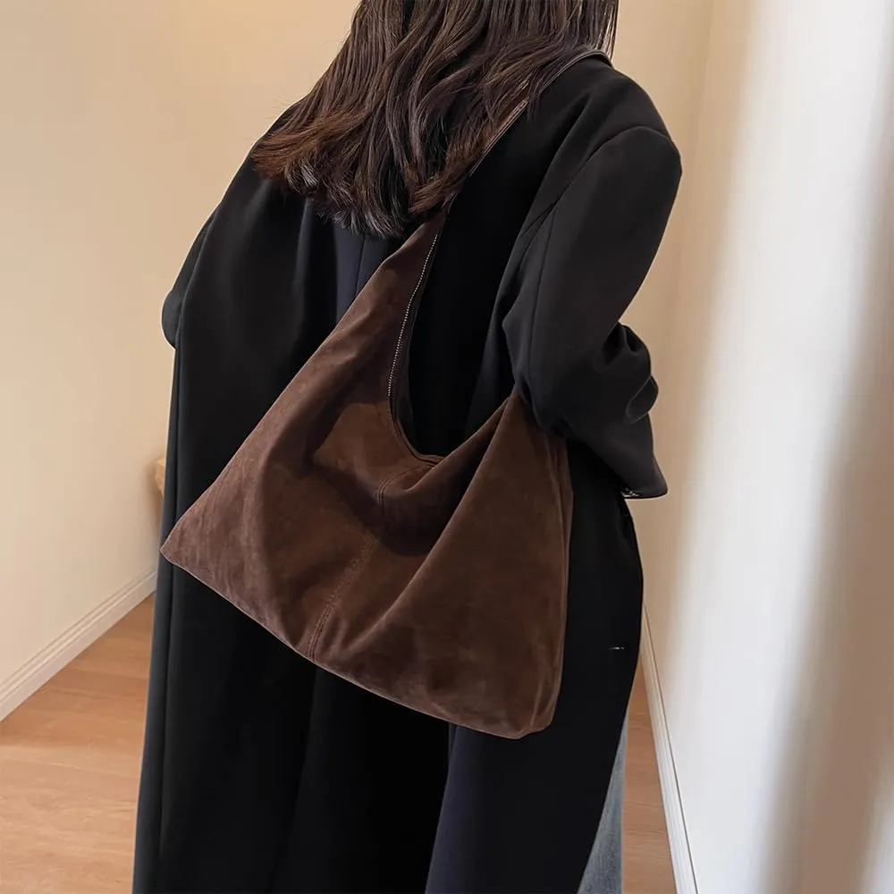 Womens Suede Tote Bags Slouchy Bag Hobo Fashionable Office Tote Handbag Women's daily bag