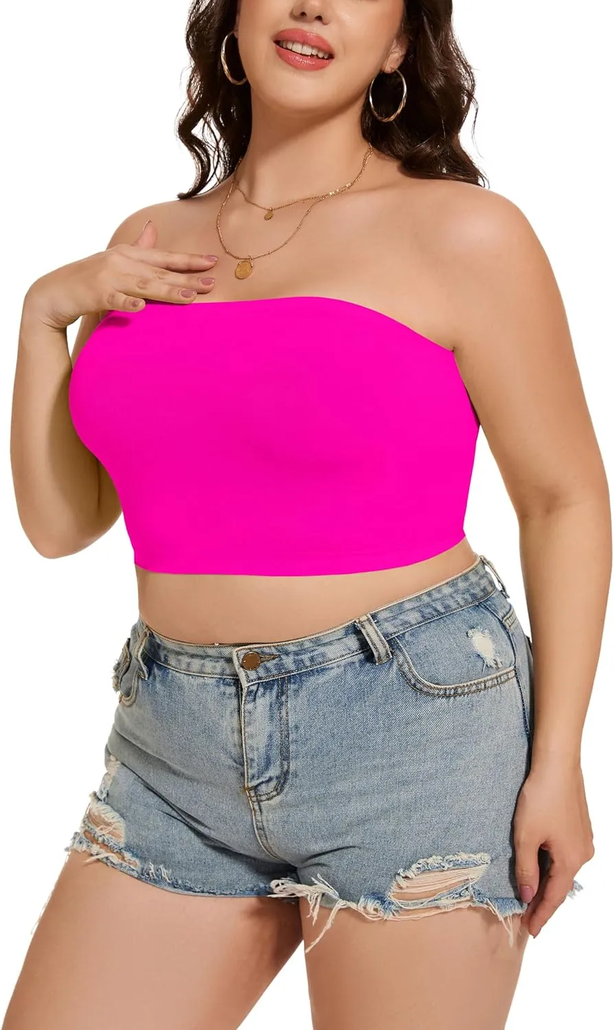 Womens Tube Tops Summer Bandeau Casual Crop Top Going Out Strapless Tank Basic Short Shirt
