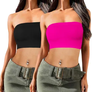 Womens Tube Tops Summer Bandeau Casual Crop Top Going Out Strapless Tank Basic Short Shirt