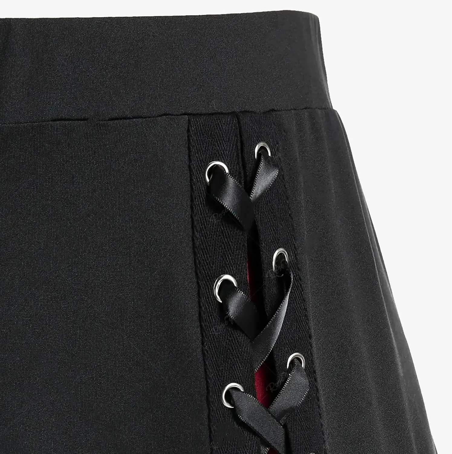 Women's Vintage Gothic Court Lace Up Patchwork Skirt Steampunk Medieval Renaissance Victorian A-Line Pirate Skirts