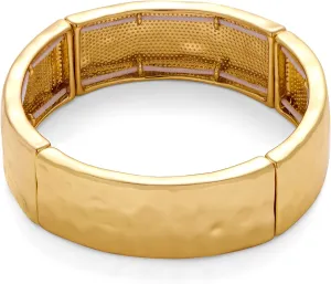 WOWORAMA Chunky Hammered Bangle Bracelets for Women Wide Gold Stretch Bangles Bracelet Boho Elastic Adjustable Statement Bracelet