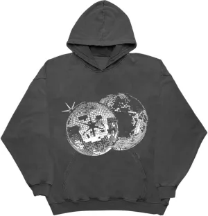 XPONNI Women's Oversized Graphic Hoodie, Y2K Streetwear, 2000s Sweatshirt, Loose Fit, Large, Long Sleeve, Hooded Neck