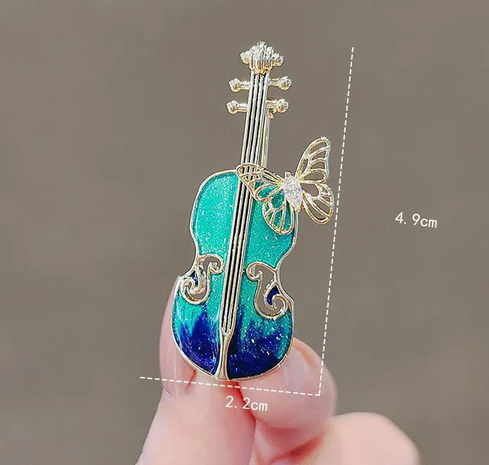 XSB098 - Colorful Guitar Saree Brooch