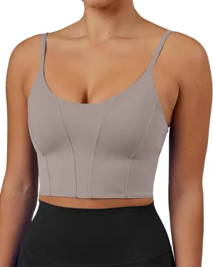 XUNYU Longline Sports Bras for Women Padded Yoga Tank Top Supportive Workout Crop Tops Built in Bras Adjustable Straps