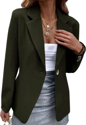 YMING Women's Long Sleeve Slim Suit Jacket Lapel Open Blazer Casual Button Down Work Office Cardigan Overcoats