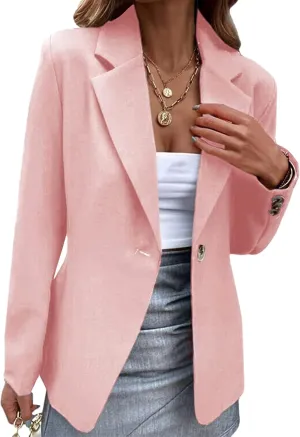 YMING Women's Long Sleeve Slim Suit Jacket Lapel Open Blazer Casual Button Down Work Office Cardigan Overcoats