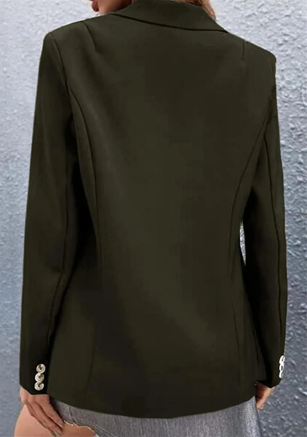 YMING Women's Long Sleeve Slim Suit Jacket Lapel Open Blazer Casual Button Down Work Office Cardigan Overcoats