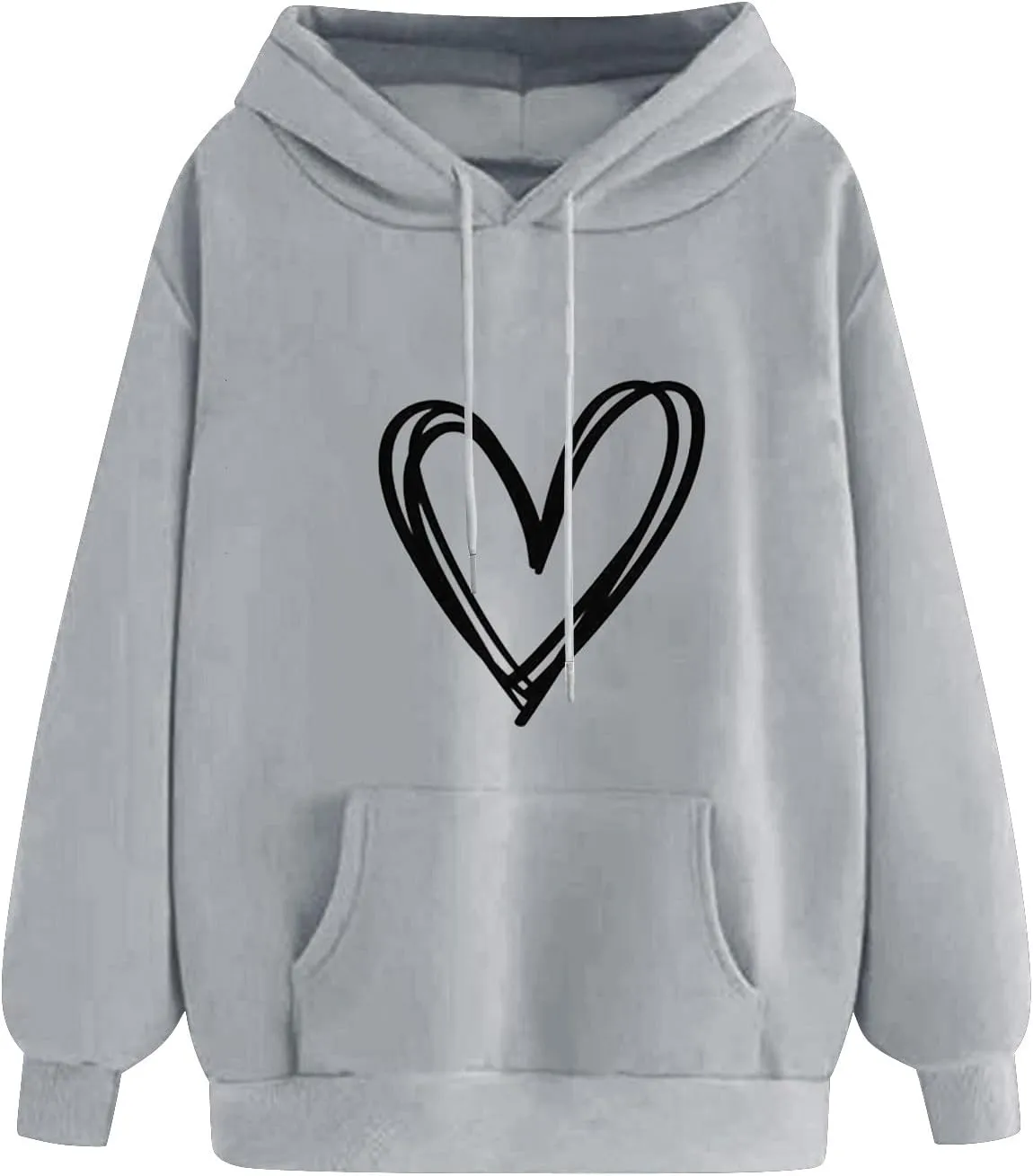YRAETENM Heart Hoodies for Women Valentine's Day Drawstring Long Sleeve Sweatshirts Cute Holiday Pullover Tops with Pockets