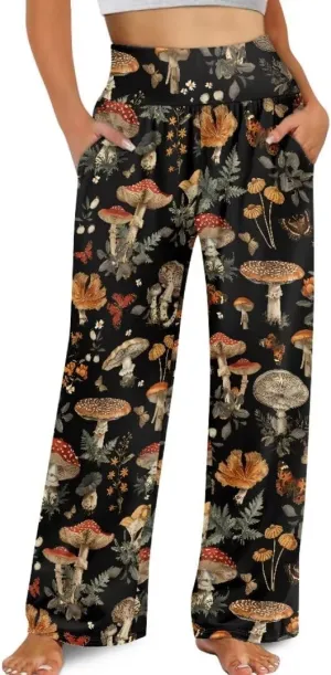 Yuuxorilu Womens Wide Leg Palazzo Pants Casual High Waist Flowy Trousers Loose Lounge Pant with Pockets