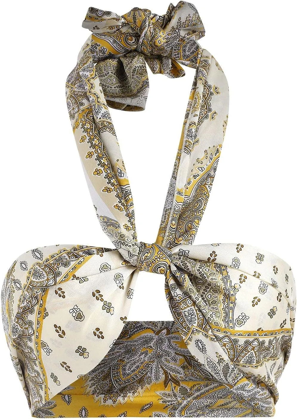 ZAFUL Women's Bohemian Bandana Criss Cross Sexy Boho Halter Wrap Crop Top